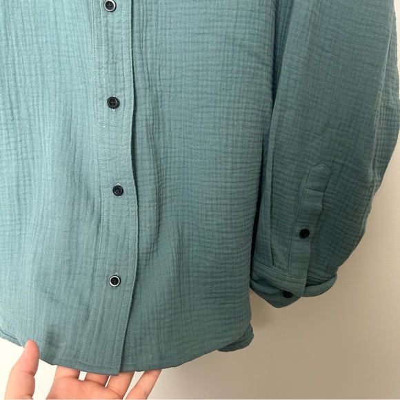 Madewell Lightspun Teal Painter Button Up Shirt - Picture 4 of 6